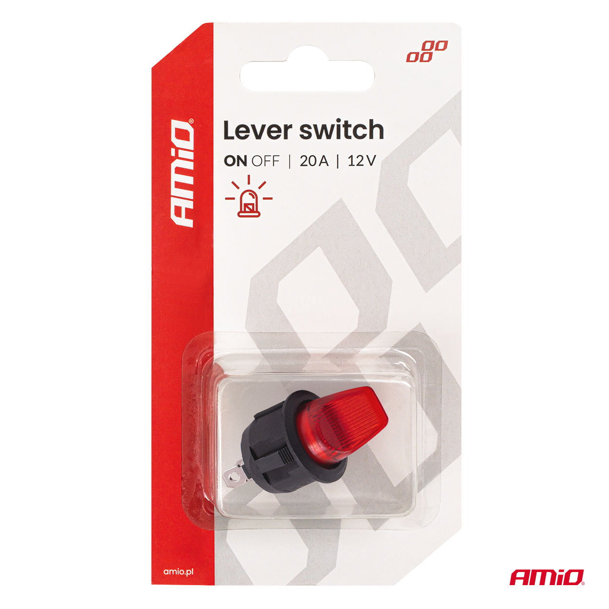 Prepínač s červeným podsvietením 20A 12V AMiO-04438