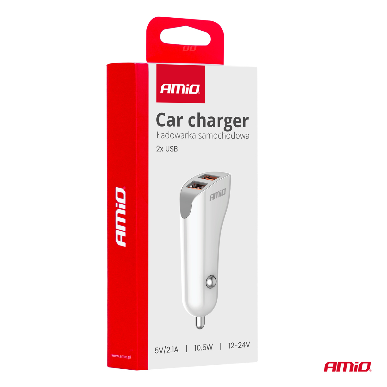 Nabíjačka do auta 2x USB-A 2.1A 12/24V AMiO-0387