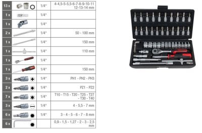Sada nářadí gola 1/4" 48 kusů KS TOOLS 917.0648