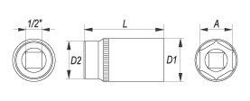 Nástavec 1/2" YATO 32 mm šestihranný hluboký