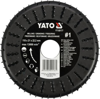Rotační rašple frézovací univerzální 118 mm Yato YT-59177