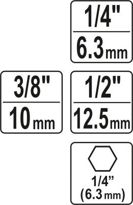 Sada adaptérů 3ks HEX 1/4, 3/8, 1/2 Yato YT-04685