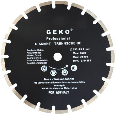 Kotouč řezný diamantový segmentový na asfalt 350x25,4mm GEKO G00279