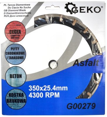 Kotouč řezný diamantový segmentový na asfalt 350x25,4mm GEKO G00279