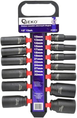 Nástrčné rázové hlavice 1/2", 13ks GEKO G10512