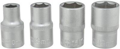 Nástrčné hlavice 10-19mm, 1/2", 4ks GEKO G10163
