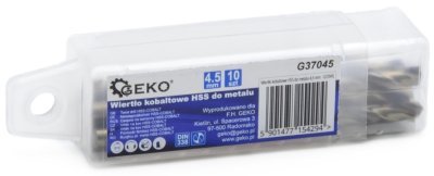 Kobaltový vrták do kovu HSS-Co, DIN 338, 4,5mm, 10ks GEKO G37045