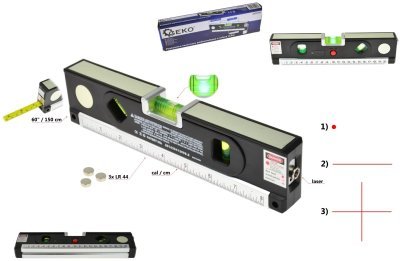 Laserová vodováha 1,5m, podsvětlená GEKO G03311