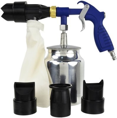 Pískovací pistole recirkulační 1l + trysky, abrazivní směs 2kg GEKO G01197