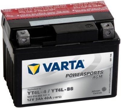 Motobaterie Varta Powersports AGM 12V, 3Ah, YT4L-BS