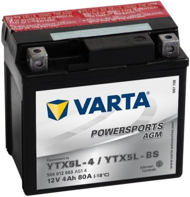 Motobaterie Varta Powersports AGM 12V, 4Ah, YTX5L-BS