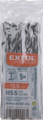 Vrták na kov EXTOL PREMIUM 5ks, 13mm