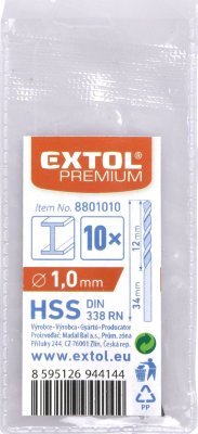 Vrták na kov EXTOL PREMIUM 10ks, 1mm