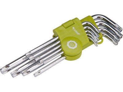 EXTOL CRAFT L-klíče TORX, sada 9ks, T 10-50mm, vrtané, 66011