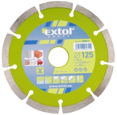 EXTOL CRAFT kotouč diamantový řezný, turbo - suché i mokré řezání, 115x22,2mm, 108851