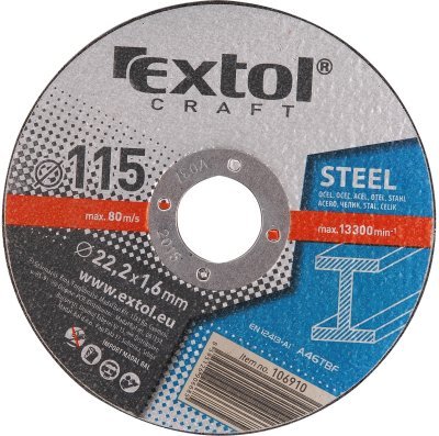 EXTOL CRAFT kotouče řezné na kov, 5ks, 115x1,6x22,2mm, 106910
