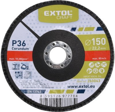 EXTOL CRAFT lamelový kotouč šikmý korundový, P36, 150mm, 260043