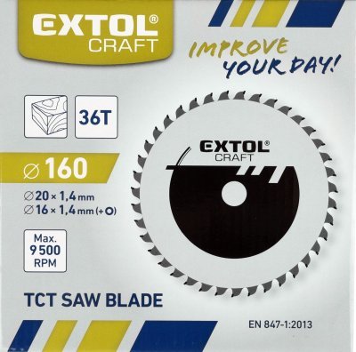 EXTOL CRAFT kotouč pilový s SK plátky, 160x1,4x20mm, 36T, 19104