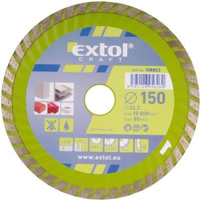 EXTOL CRAFT kotouč diamantový řezný, turbo - suché i mokré řezání, 150x22,2mm, 108853