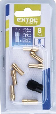 EXTOL CRAFT kleštiny, sada 8ks, ∅1-1,6-2-2,3-3-2x3,2mm, hlavice M8x0,75, 404191