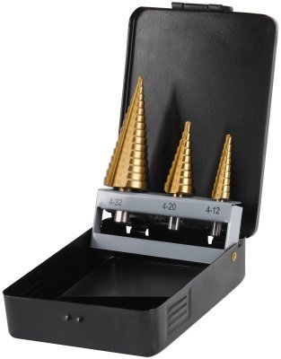 EXTOL CRAFT vrtáky stupňovité, sada 3ks, ∅4-12/1mm, ∅4-20/2mm, ∅4-32/2mm, 20090
