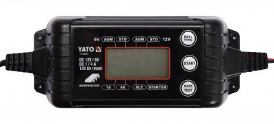 Nabíječka 4A 6/12V PB/GEL LCD display Yato YT-83033
