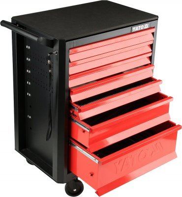 Yato YT-09000 servisní skříň se 7 zásuvkami, 932x665x453 mm, PP, perforace