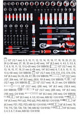 Yato YT-55290 skříňka dílenská pojízdná s nářadím (211ks) 7 zásuvek