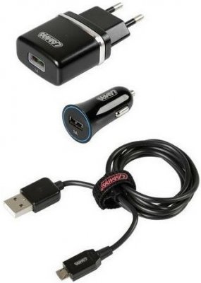 Nabíječka telefonu LAMPA 3 v 1 Micro USB kit 12/24V + 230V