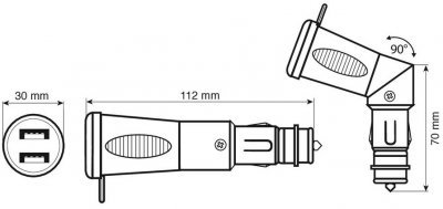 Zapalovač - zástrčka 2 x USB kloub 2500 mA 12-24V GERMANY