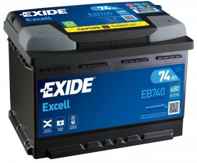 Autobaterie Exide Excell 12V, 74Ah, 680A, EB740