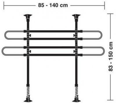 Mříž na psa 2 díly š.85-140cm, v.83-150cm sklopná