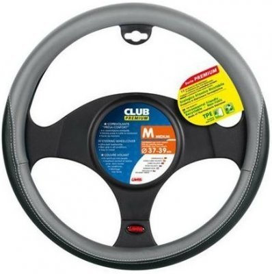 Potah volantu CLUB PREMIUM šedý, 37-39 cm