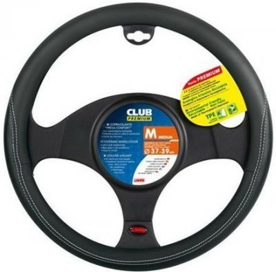 Potah volantu CLUB PREMIUM černý, 37-39 cm