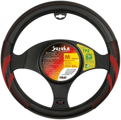 Potah volantu SUZUKA PREMIUM červený, 37-39 cm NEW 6/2020