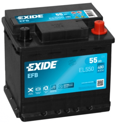 Autobaterie Exide Start-Stop EFB, 12V, 55Ah, 480A, EL550