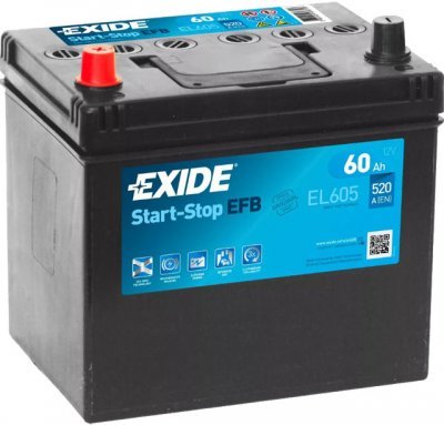 Autobaterie Exide Start-Stop EFB, 12V, 60Ah, 520A, EL605