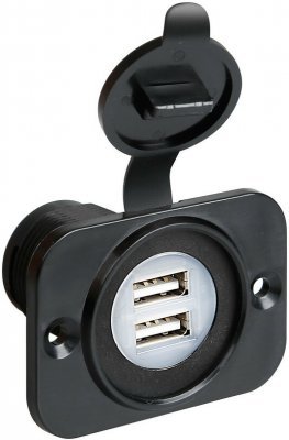 Zásuvka USB duální 12/24V, 2 x 2100 mA vodotěsná
