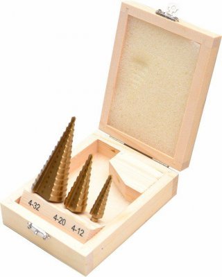 HSS stupňový vrták, sada 3ks, 4-32mm, 4-20mm, 4-12mm GEKO G38502
