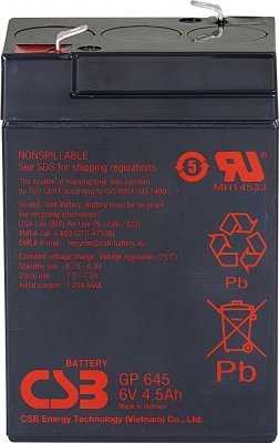 Akumulátor CSB 6V, 4,5Ah (GP645)