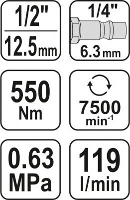 Yato Utahovák pneumatický 1/2" 550Nm