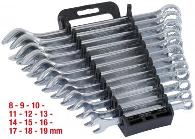 Souprava plochých klíčů s očkem CLASSIC, zahnuté, 12dílná, 8–19 mm KS TOOLS 517.0052