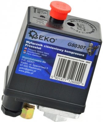 Tlakový spínač - presostat 240V, maximální tlak 12 bar GEKO G80307
