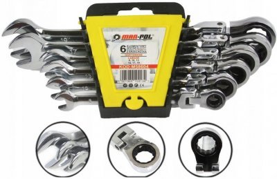Klíče ráčnové očkoploché s kloubem 6ks 8-17mm MAR-POL M58604