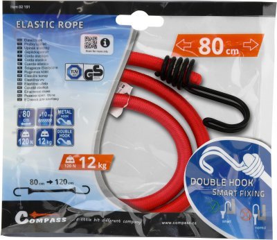 Compass upínač pružný DOUBLE HOOK 10mm/80cm tüv/gs