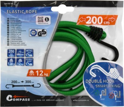 Compass upínač pružný DOUBLE HOOK 10mm/200cm tüv/gs