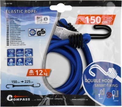 Compass upínač pružný DOUBLE HOOK 10mm/150cm tüv/gs