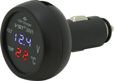 USB adaptér do auta Compass USB, voltmetr, teploměr