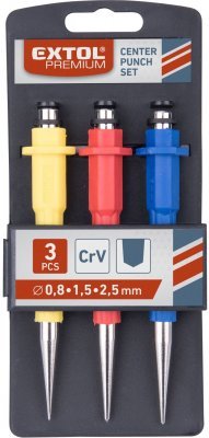 Důlčíky, sada 3ks, 0,8-1,5-2,5mm EXTOL PREMIUM