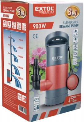 Čerpadlo na znečištěnou vodu 3v1, 900W, 13000l/h  EXTOL PREMIUM